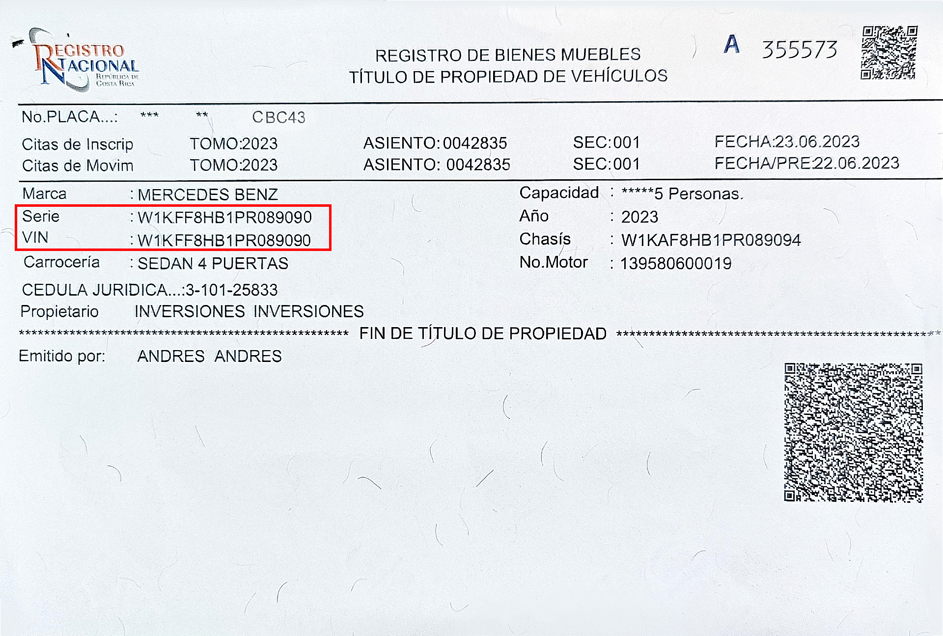 ejemplo vin